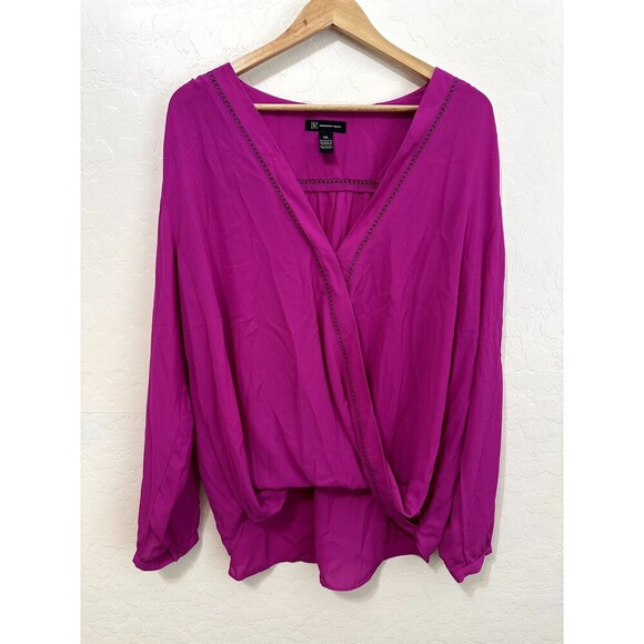 INC Womans Purple Tunic Top Size 2X Boho Travel Office Career Vacay High Low hem - Picture 1 of 11